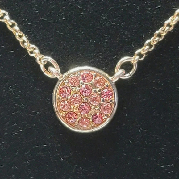 Pink Rhinestone Disc Necklace - Picture 2 of 4